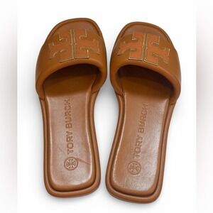 Tory Burch Double T Sport Slide Size 7 Tan Brown